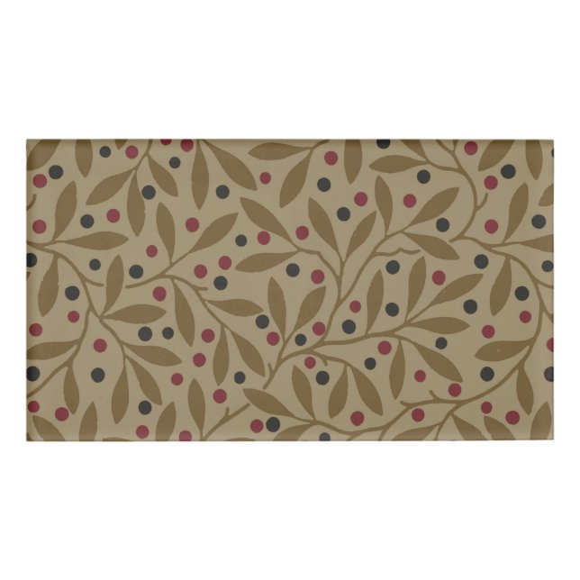 Leaf Berry Classic Hübsches Muster Kunst Namenschild (Vorderseite)