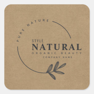 Leaf bio beauté et cosmétiques autocollant carré