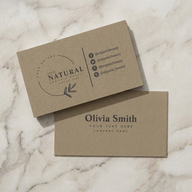 Leaf Bio Beauty Business Card Visitenkarte (#OrganicBeauty#NaturalBeautyBrand#EcoFriendlyDesign#SkincareBranding#CleanBeauty#SustainableBra)