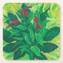 Leaf, Blätter und Orchideen, Blumengemälde