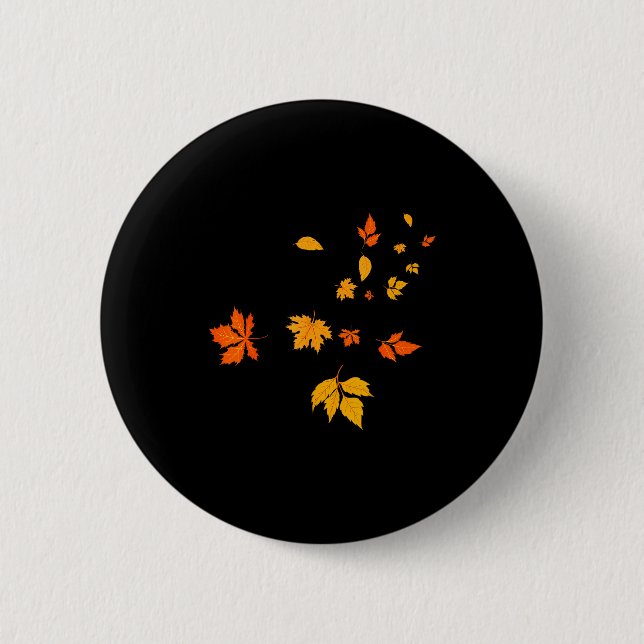 Leaf Blower Fall Leaves Funny Halloween Couple Mat Button (Vorderseite)