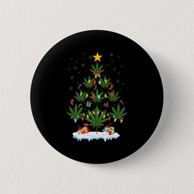 Leaf Christmas Tree Weed Stoner Xmas Premium  Button (Vorderseite)