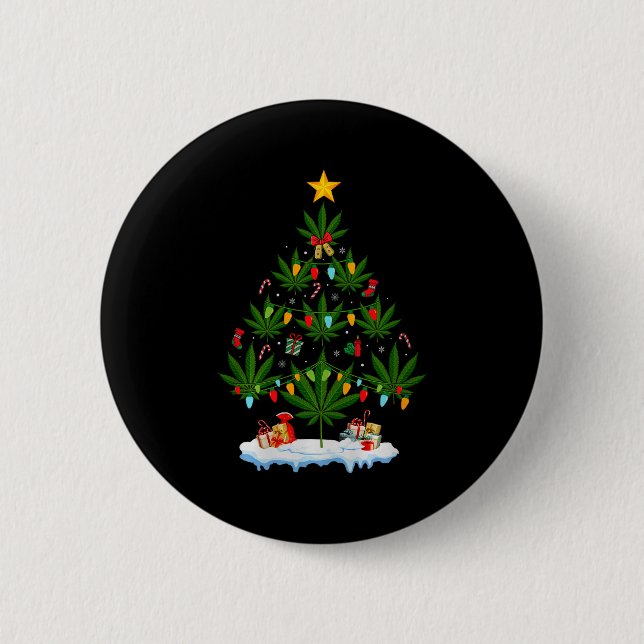 Leaf Christmas Tree Weed Stoner Xmas Premium Tri-b Button (Vorderseite)