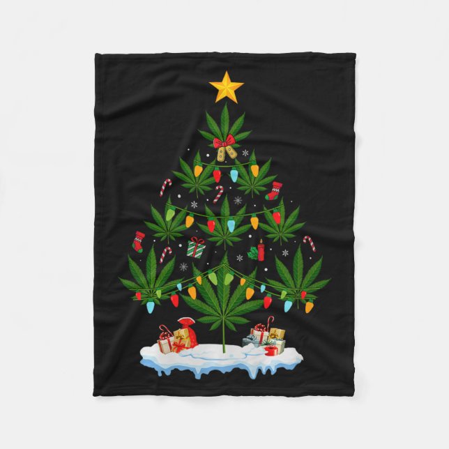 Leaf Christmas Tree Weed Stoner Xmas Premium Tri-b Fleecedecke (Vorderseite)