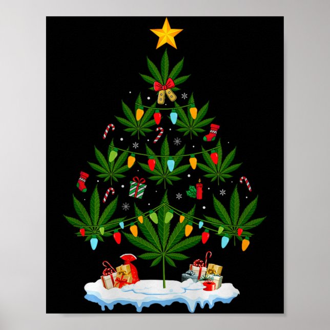 Leaf Christmas Tree Weed Stoner Xmas Premium Tri-b Poster (Vorne)