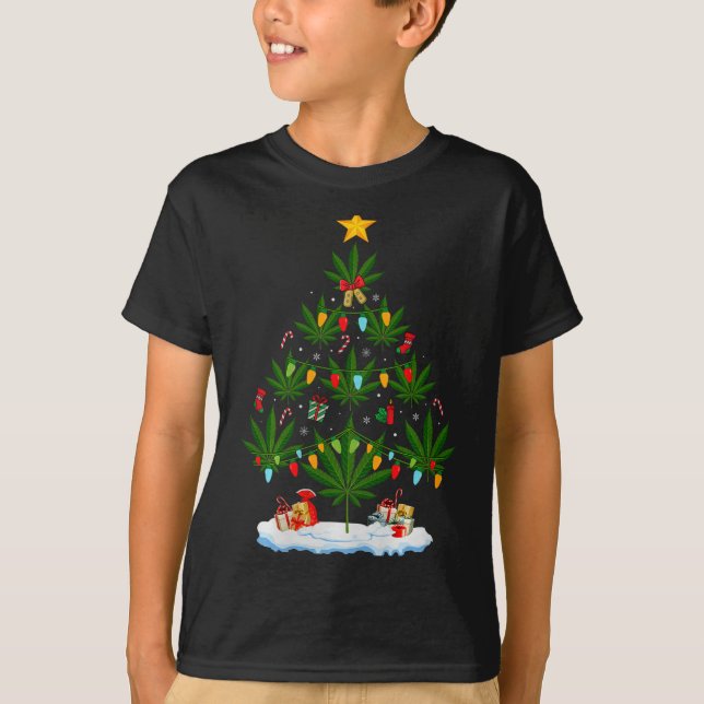 Leaf Christmas Tree Weed Stoner Xmas Premium Tri-b T-Shirt (Vorderseite)