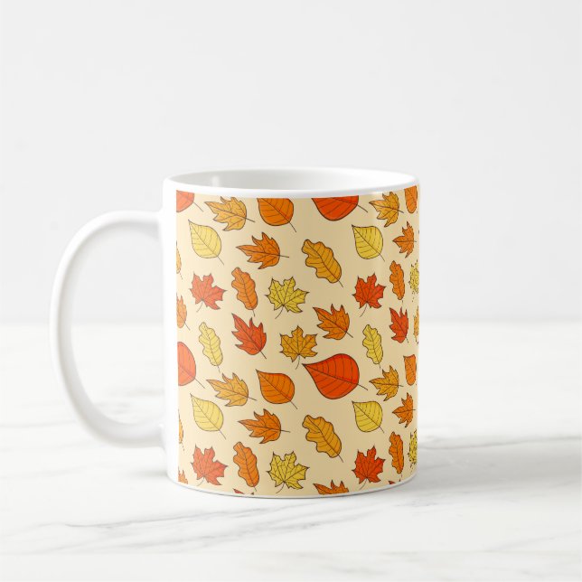 Leaf Concept Pattern. Bleifall und Herbstsymbol, Kaffeetasse (Links)