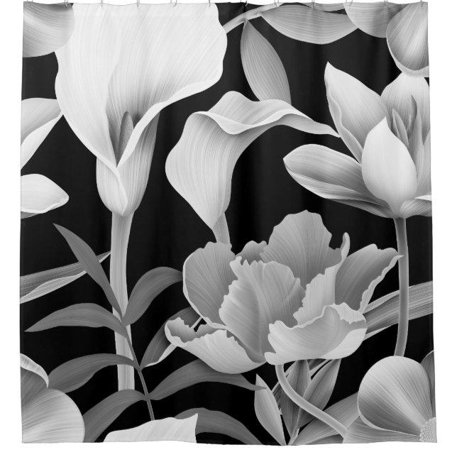 Leaf der tropischen Blume: Nahtloses Muster Duschvorhang (Vorderseite)