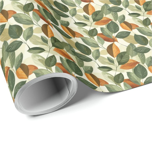 Leaf Design Geschenkpapier mit Blätter fallen (Rolleneckpunkt)