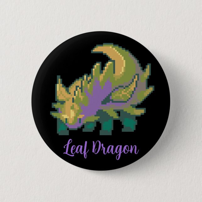 Leaf Dragon pixel art Button (Vorderseite)