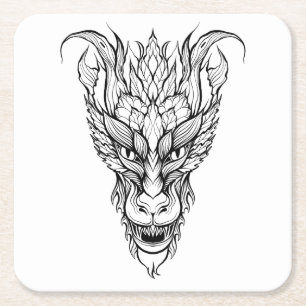 Leaf Dragon Rechteckiger Pappuntersetzer