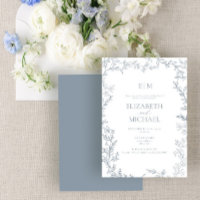 Leaf Dusty Blue Monogram Post Wedding Brunch