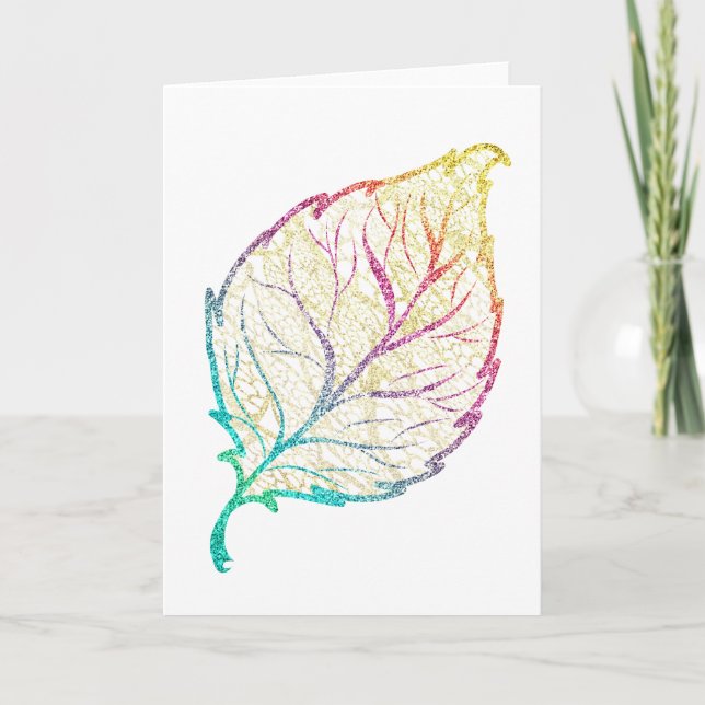 Leaf farbenfrohe goldene filigrane künstlerisch el karte (Vorderseite)