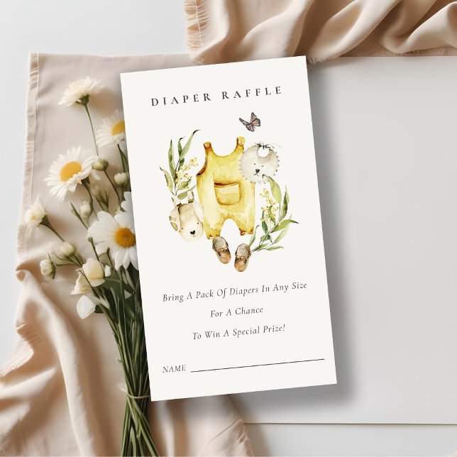Leaf Foliage Clothe Diaper Raffle Baby Dusche Begleitkarte (Von Creator hochgeladen)