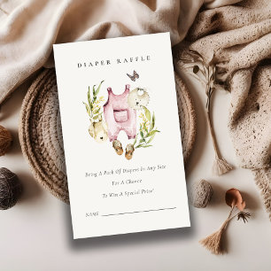 Leaf Foliage Girl Clothe Diaper Raffle Baby Dusche Begleitkarte