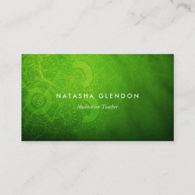 Leaf Green Mandala Zen Business Card Visitenkarte (Vorderseite)