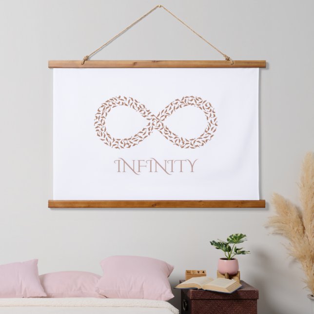 Leaf Infinity Symbol Wall Hanging Wandteppich Mit Holzrahmen (Schlafzimmer)