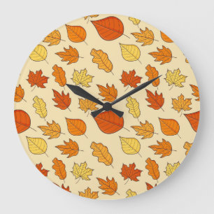 Leaf-Konzept: Muster für Autumn Symbol Große Wanduhr