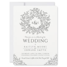 Leaf Kreis Linie Art Hochzeit dunkelgrau und weiß