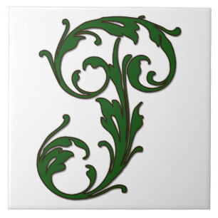 Leaf Letter P in der grünen Monogramm-Folie Fliese