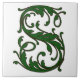 Leaf Letter S in der grünen Monogramm-Folie Fliese (Vorderseite)