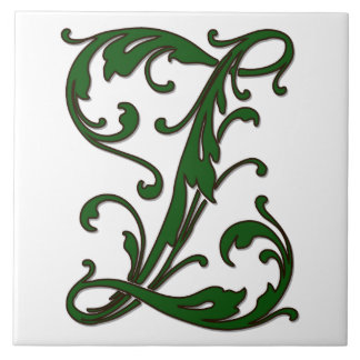 Leaf Letter Z in der grünen Monogramm-Folie Fliese