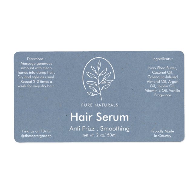 Leaf Logo Neutral Blue Modernes botanisches Produk (Vorne)