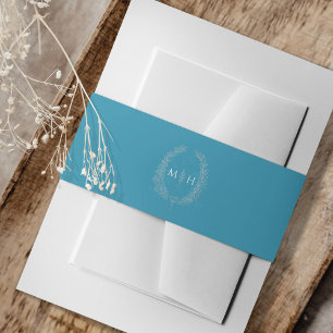 Leaf-Monogramm-Kunst, die Aqua-aquamarines Silber Einladungsbanderole