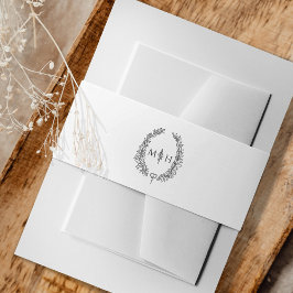 Leaf-Monogramm-Kunst zeichne dunkelgrau auf Weiß Einladungsbanderole