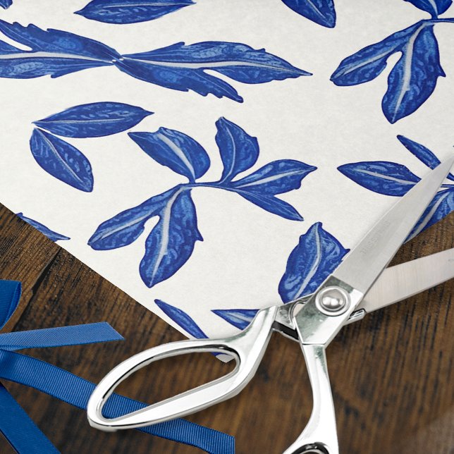 Leaf-Motif, blau-weiß, Keramik - Geschenke / Craft Seidenpapier (Von Creator hochgeladen)
