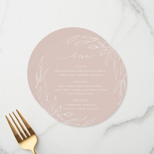 Leaf Motif Erntedank Dinner Runde Menükarte (Vorderseite/Rückseite Beispiel)