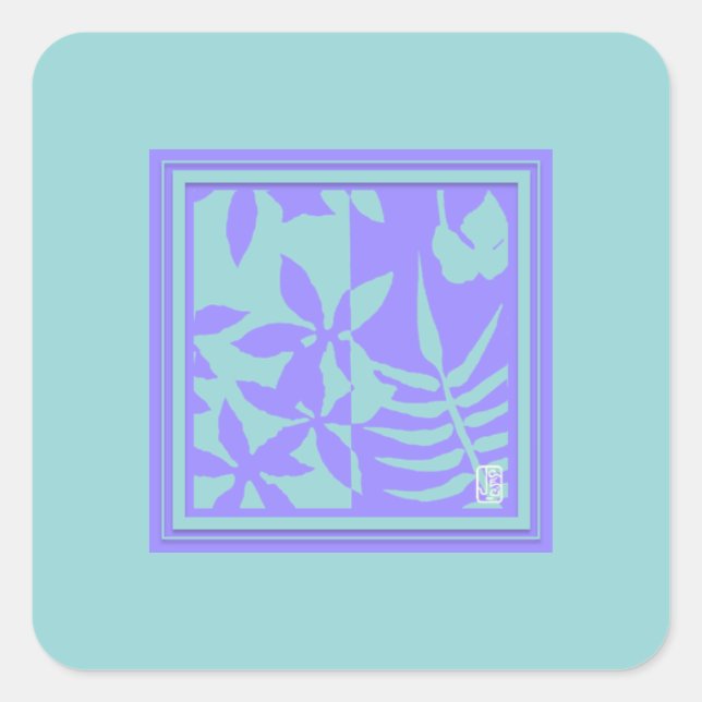 Leaf Motif Square Stickers (Vorderseite)