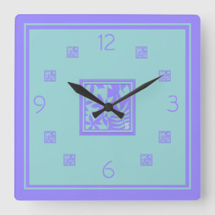 leaf motif Square Wall Clock Quadratische Wanduhr