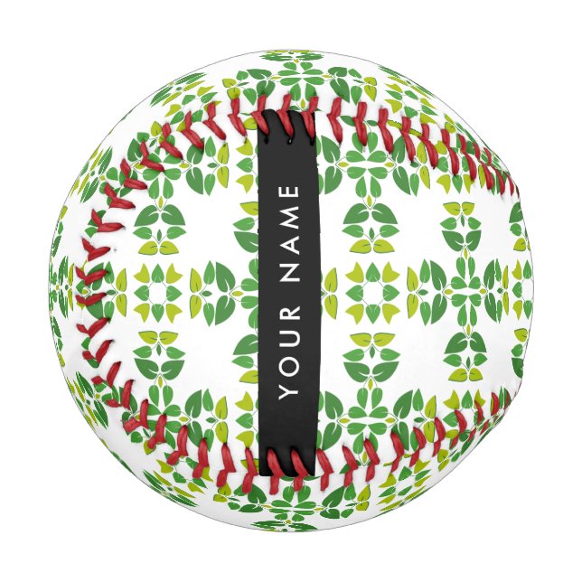Leaf-Muster, grüne Blätter, Ihr Name Baseball (Vorderseite Links)