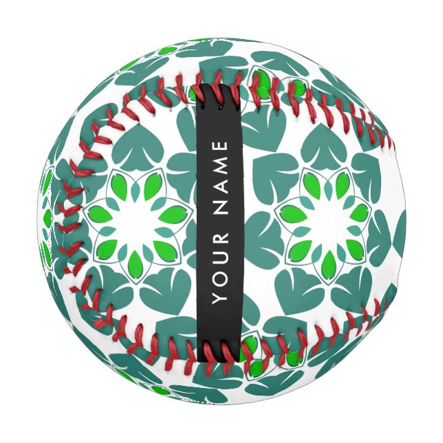 Leaf-Muster, grüne Blätter, Ihr Name Baseball (Vorderseite Links)