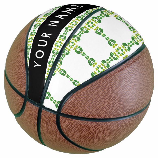 Leaf-Muster, grüne Blätter, Ihr Name Basketball (angewinkelt)
