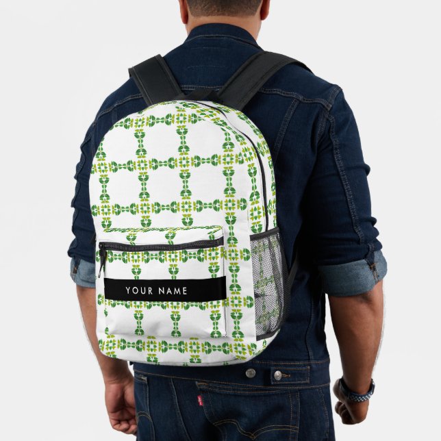 Leaf-Muster, grüne Blätter, Ihr Name Bedruckter Rucksack (Insitu (Modell))