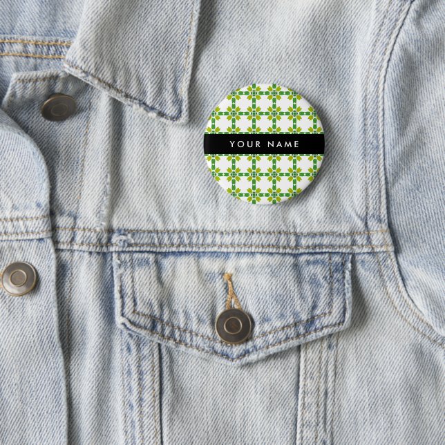 Leaf-Muster, grüne Blätter, Ihr Name Button (Beispiel)