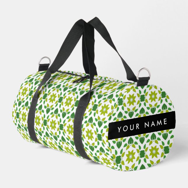 Leaf-Muster, grüne Blätter, Ihr Name Duffle Bag (Linke Seite)