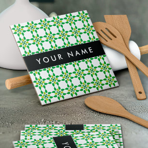 Leaf-Muster, grüne Blätter, Ihr Name Fliese