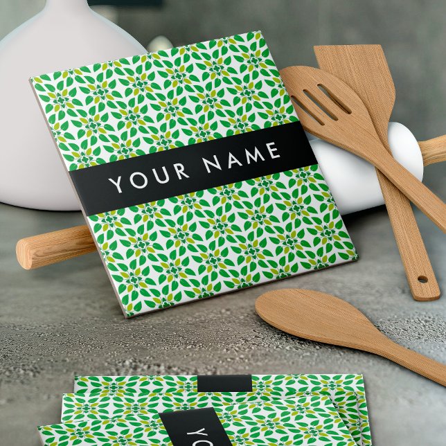 Leaf-Muster, grüne Blätter, Ihr Name Fliese (Von Creator hochgeladen)