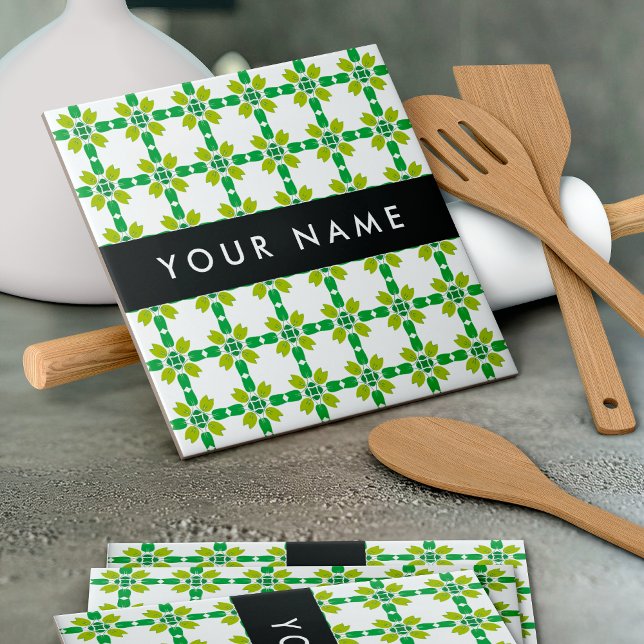 Leaf-Muster, grüne Blätter, Ihr Name Fliese (Von Creator hochgeladen)