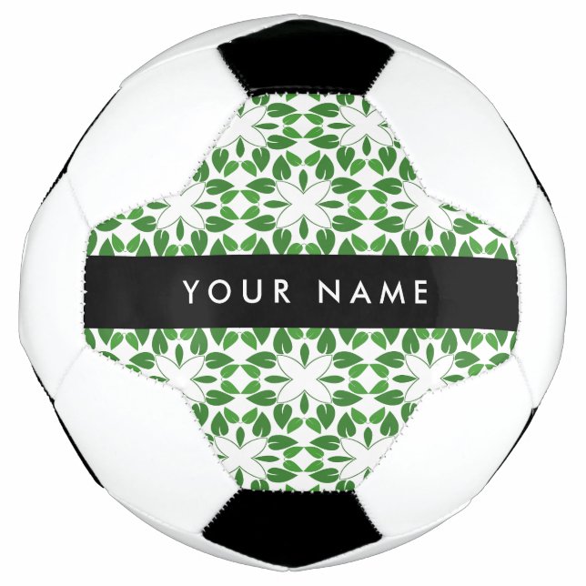 Leaf-Muster, grüne Blätter, Ihr Name Fußball (Vorderseite)