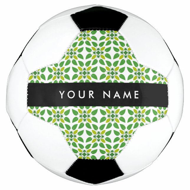 Leaf-Muster, grüne Blätter, Ihr Name Fußball (Vorderseite)
