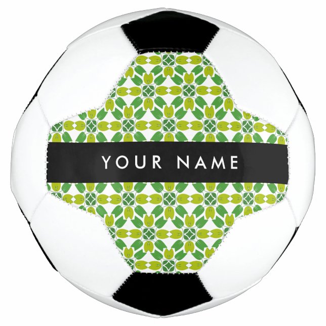 Leaf-Muster, grüne Blätter, Ihr Name Fußball (Vorderseite)