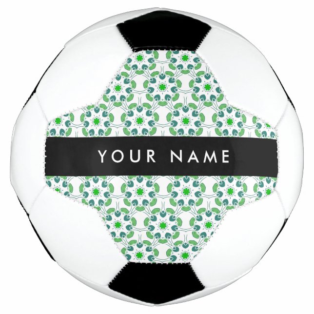 Leaf-Muster, grüne Blätter, Ihr Name Fußball (Vorderseite)