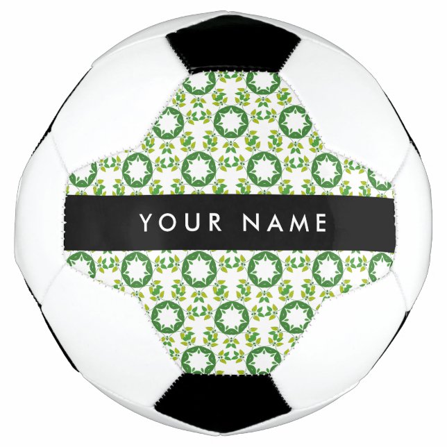 Leaf-Muster, grüne Blätter, Ihr Name Fußball (Vorderseite)