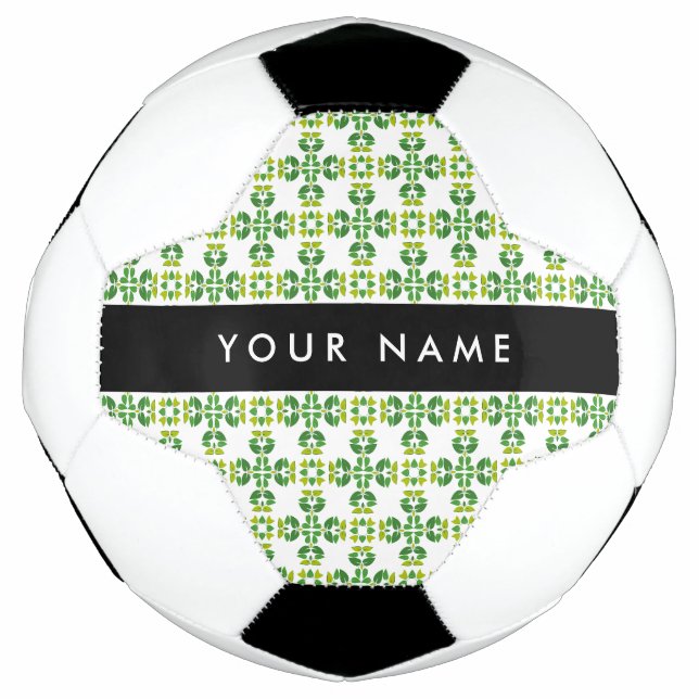 Leaf-Muster, grüne Blätter, Ihr Name Fußball (Vorderseite)