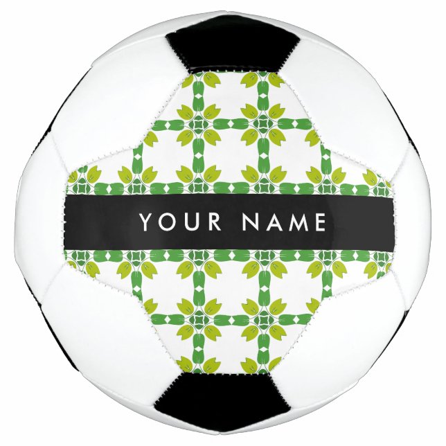 Leaf-Muster, grüne Blätter, Ihr Name Fußball (Vorderseite)