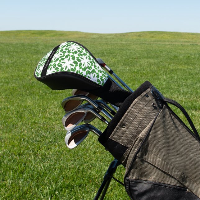 Leaf-Muster, grüne Blätter, Ihr Name Golf Headcover (In SItu)